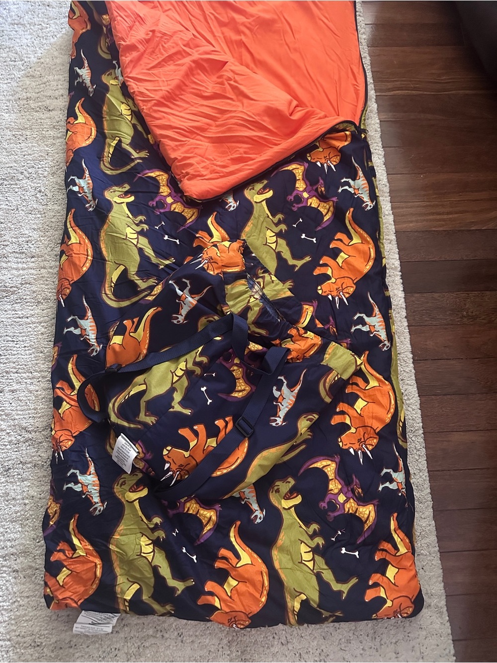 Kids Navy and Orange Dinosaur Sleep Sack